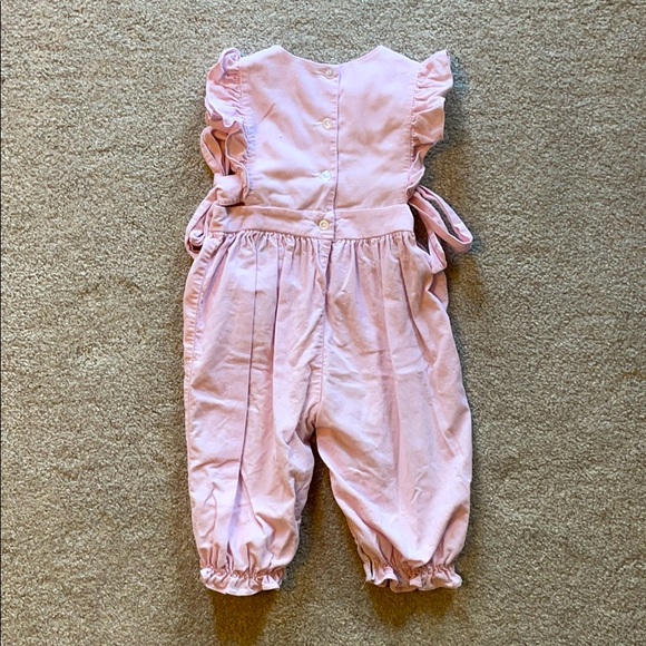 Girls pink corduroy one piece with ruffle sleeves - Picture 2 of 2